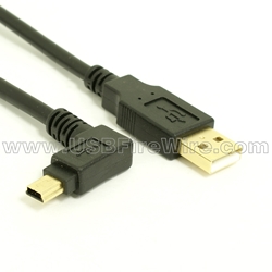 USB 2.0 Cable - Mini-B Left Angle, Deep Well